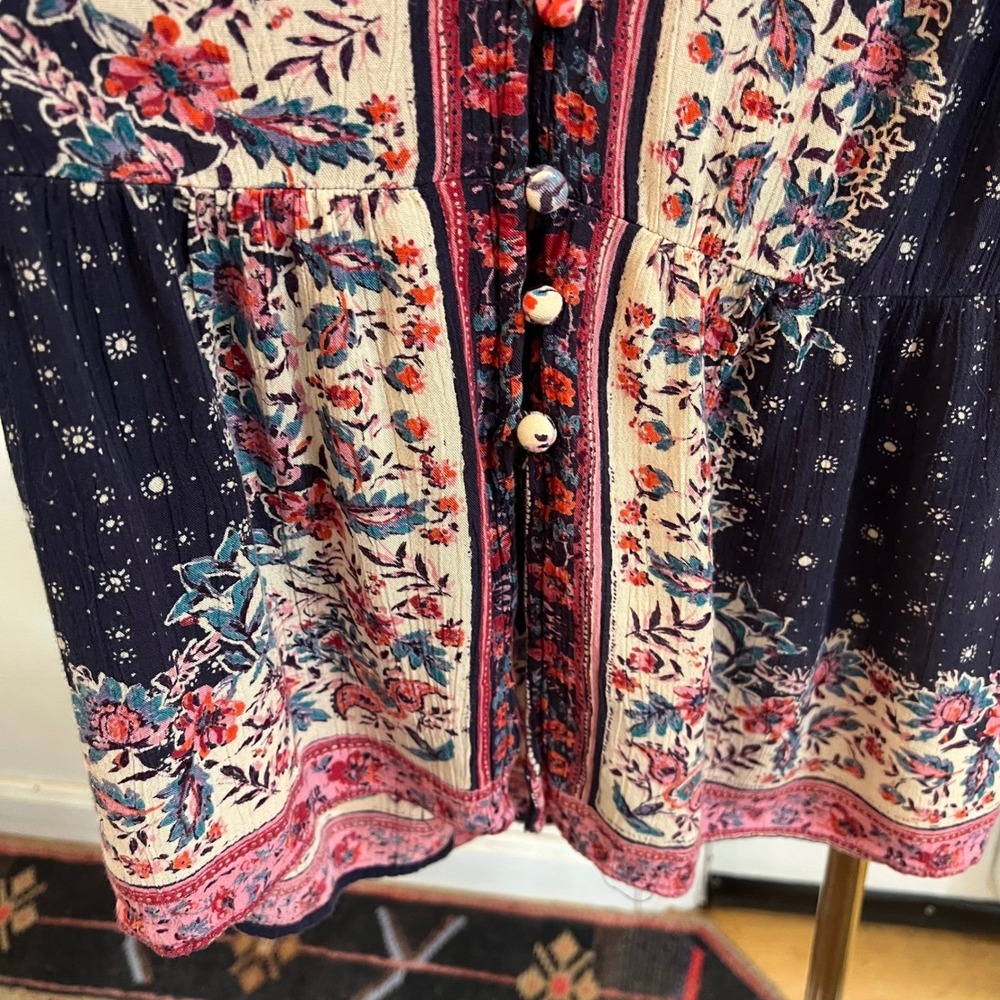 Angie Navy & Cream Floral Tie-Front Mini Dress - Picture 4 of 9
